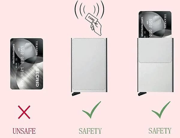 CASA Sort-RFID NFC Beskyttelse Wallet Kortholder 5 Kort (Ægte Læder)