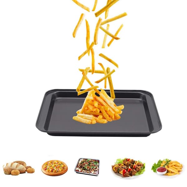 Bageplade 24 * 18 cm, non-stick bageplade i rustfrit stål, kagebageplade, ovn, roulade, kage (sort, lille) 【Regular】 Small black baking tray