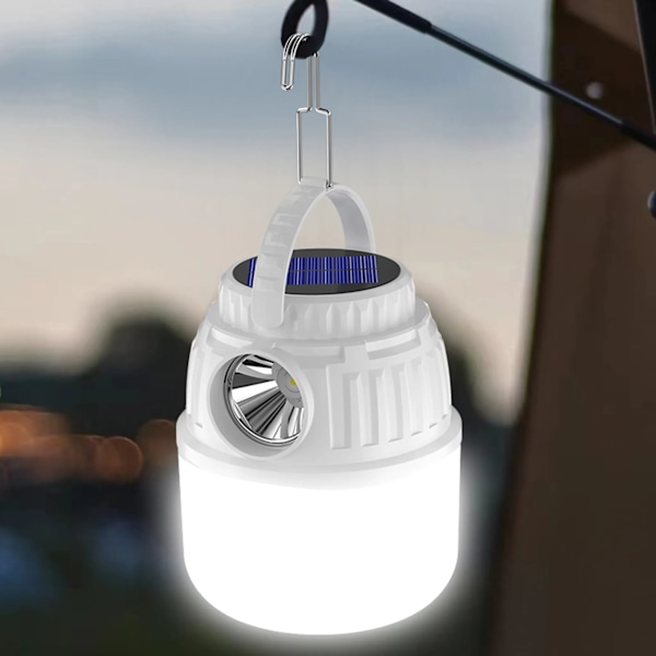 LED campinglampe solcelledrevet, bærbar super lys campinglampe med 4 belysningstilstande, genopladelig