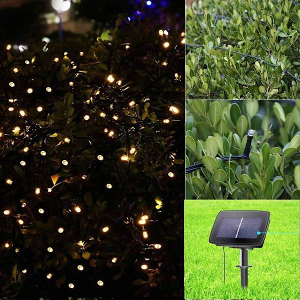 Solcellslampor för utomhusbruk, vattentäta, 2-pack 33ft 100LED solcellslampor för jul, uteplats, hem, bröllop, fest (100LED