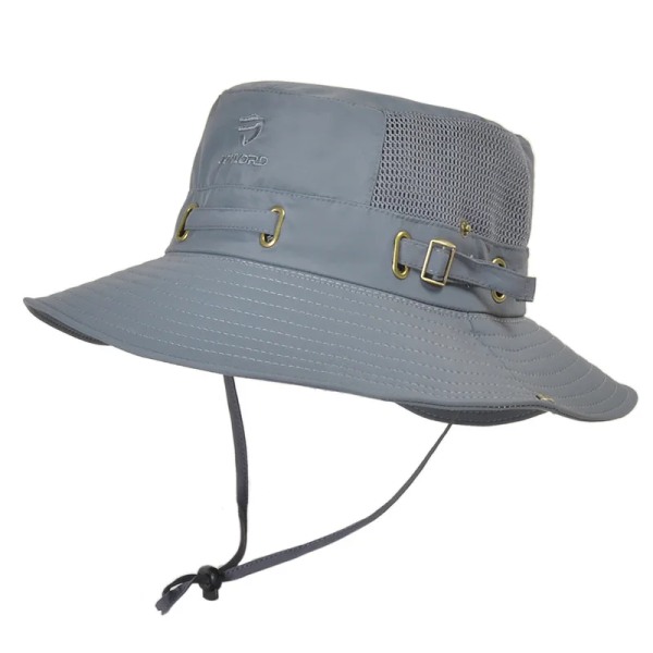 Utomhus fiskehatt Bred brätte hinkhatt med lock Herr Andas sommar Mesh Solskydd Visir Anti UV Cap Unisex Dark grey-B