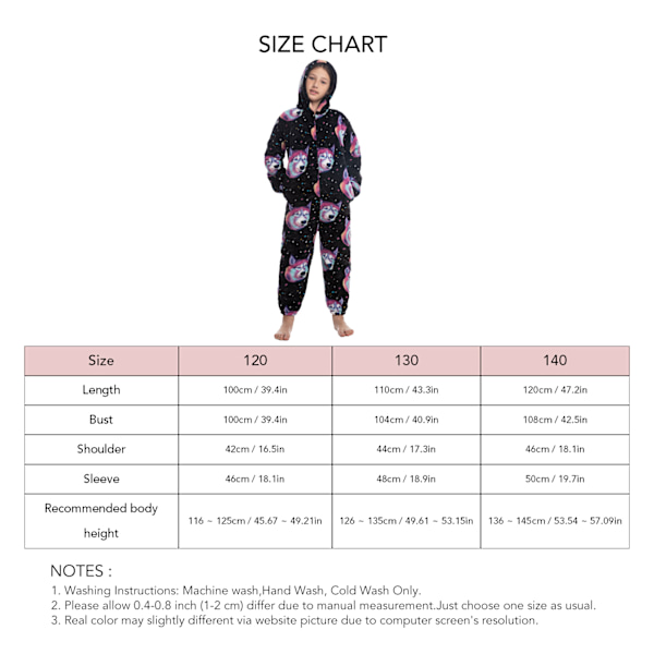 Lasten Onesie Pyjama Söpö Kuvioprintti Vetoketjukiinnitys Unisex Hupullinen Pehmeä Talvi Syksy Tyyppi 1 Type 1 120