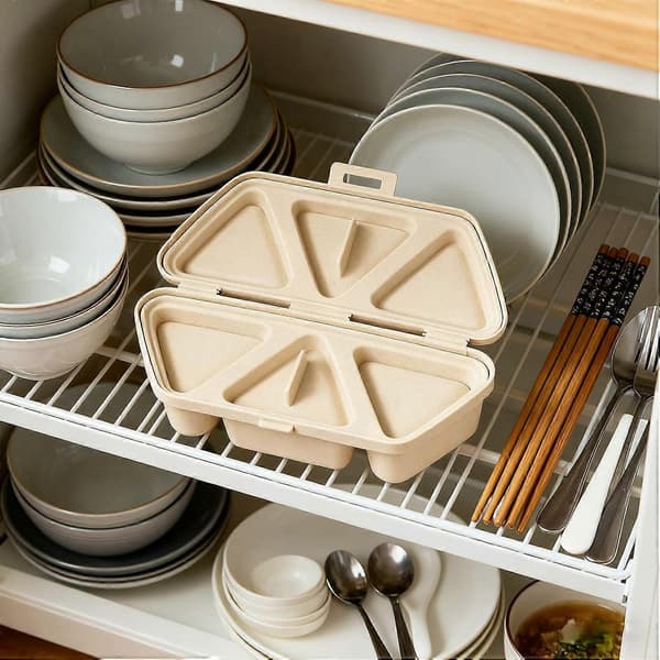 Onigiri Form 6-Huls Trekant Non-stick Sushi Risbold Maker Sammenklappelig til Tang Khaki