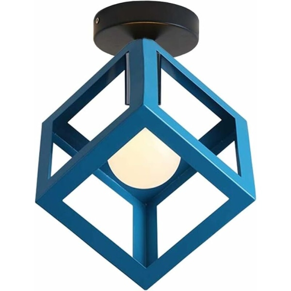 Taklampe Moderne Lysekrone Burform Vintage Lampe Geometrisk Stil Lampskjerm E27 Belysning for Rom Lounge Restaurant, Cube Shap