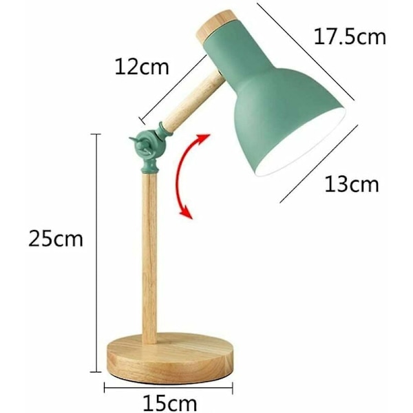 Nordisk bordlampe soverom nattbordslampe barnas øyebeskyttelse leselampe justerbar skrivebordslampe LED E27 studielampe (grønn)