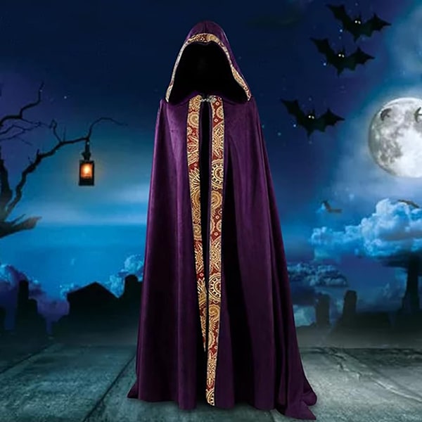 Keskiaikainen mekko Naisten keskiaikaiset vaatteet Naisten viitta hupulla Keskiaikainen papin viitta Pitkä cosplay-asu Pappi Plus-koko Halloween Karnevaali