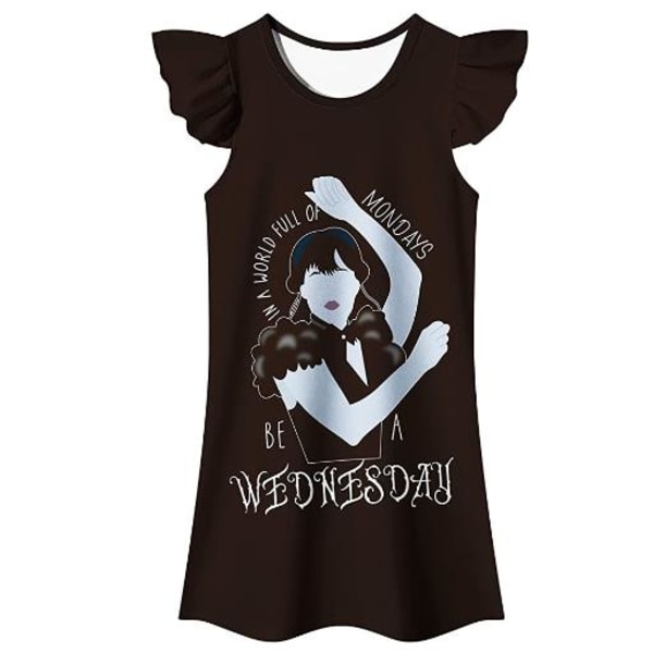 Tyttöjen Wednesday Addams -mekko pitkähihainen hame Halloween Cosplay B B B 150 JAW