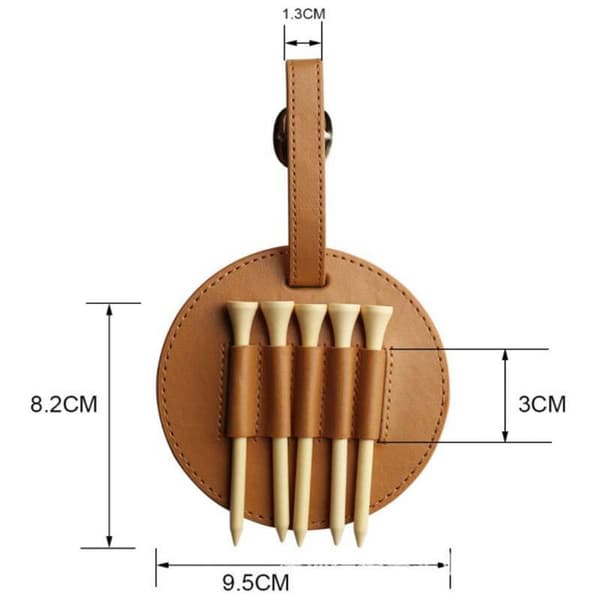 Golf Tee Holder Veske Belteklips, Tre Tee Bæreveske for Golftilbehør, Lysebrun