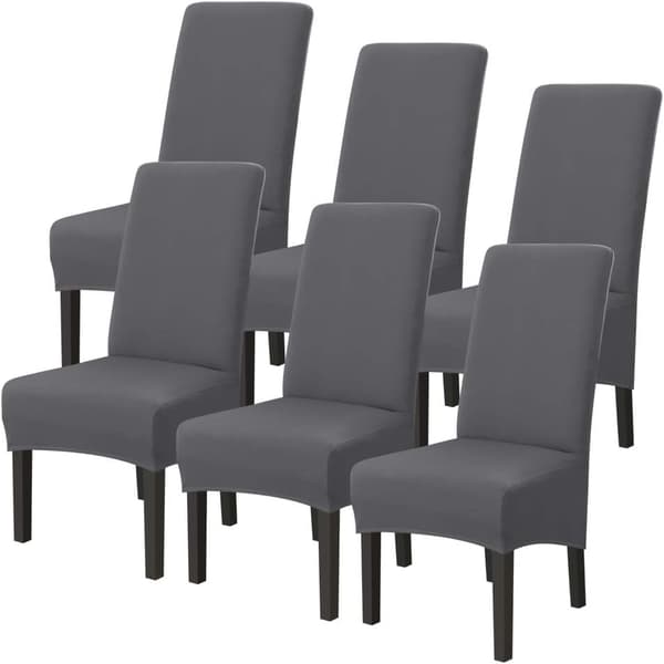 Matstolskydd Stretch Stolskydd Hög Rygg Avtagbart Gray