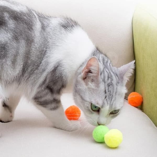 Premium 30 stk. bløde pom pom bolde til katte - Letvægt, interaktive