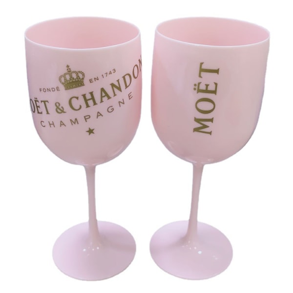 2 stk. Plast Vin Party Hvid Champagne Moet Glas pink