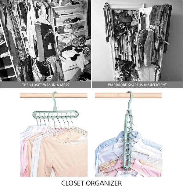 8-pack multifunktionella utrymmesbesparande smarta galgar - 9 platser - Inn