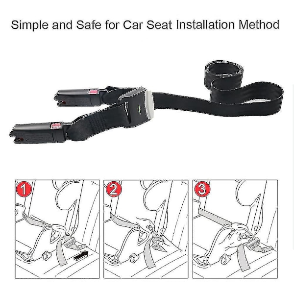 2024 Universal Barnestol Isofix-stropp, Ltuikhq Isofix-belte Enkeltknappsbetjening Myk Polyester Svart 5.25ft Tåler 15000n Spenning