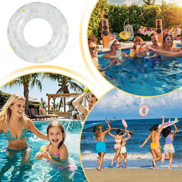 Uppblåsbar poolflotte för avkoppling i poolen, dubbel luftkammarstöd, ca 75 cm, transparent