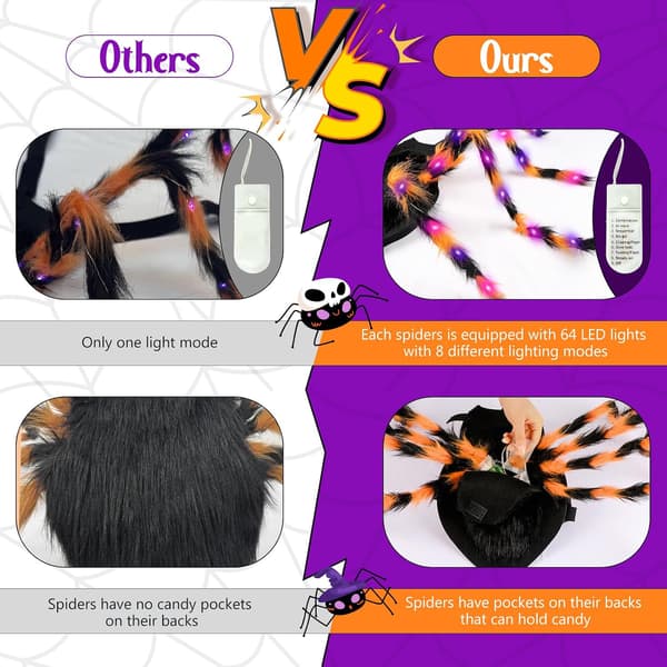Halloween-edderkoppkostyme for hunder – egnet for mellomstore og store raser. M 75cm