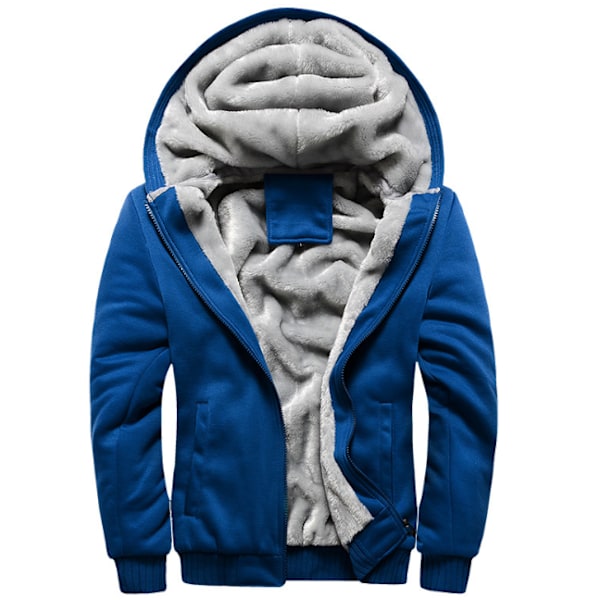 Herrer Fleece-fôret Sweatshirt Jakke Vinter Treningsstudio Fleece Hettelue Full Zip Varm Tykk Jakke Blå blue 3XL