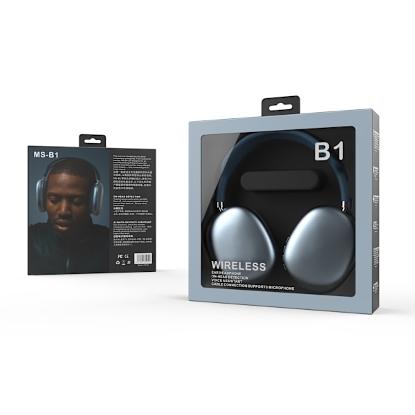 Trådlösa Bluetooth-hörlurar för huvudet, lämpliga för Apple och Huawei Blue