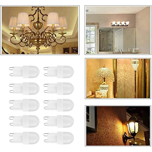 10 stk. LED Dæmpbar Pære, G9 150LM 1.5W 2LED Varmt Lys Øjenbeskyttelse LED Pærer, 30 Watt Halogen Ækvivalent til Lysekrone Væglampe