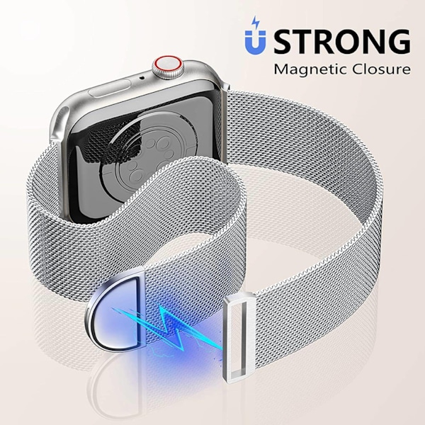Metallband kompatibel med Apple Watch band 40 mm 38 mm 41 mm Silver-WELLNGS Silver Silver 42/44/45/49mm
