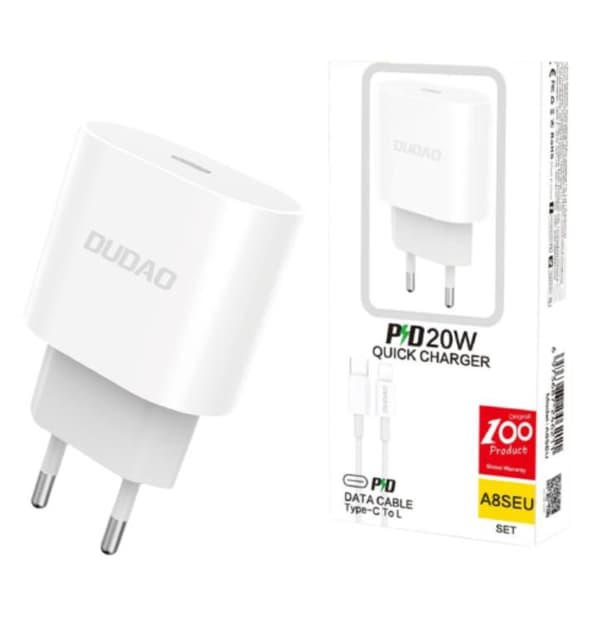 iPhone 15 Pro-lader - 2M-kabel og vegglader 20W - Dudao 87