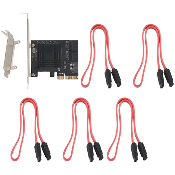 TS-Pcie till 5-Port Sata Iii 6 Gbps Sata Controller Expansionskort Datorchassi Adapterkort Jmb585[mo]