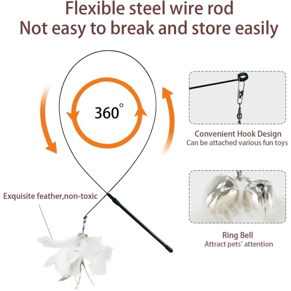 Kattelegetøj med fjeder, klokke og sugekop, interaktivt kattelegetøj W