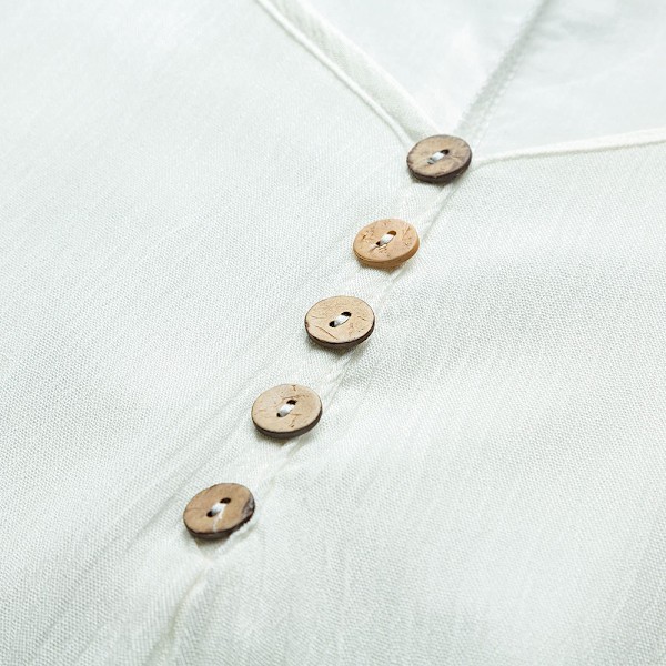 Kaftan i bomulls-lin for kvinner Boho Plus Size med lommer Løs Langermet V-hals Plissert Lang Linkjole Lagdelt Maxikjole Hverdagskjole