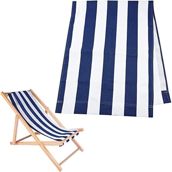 Strandstolsöverdrag, ersättningsduk för blå- och vitrandig strandstol, ersättningstyg