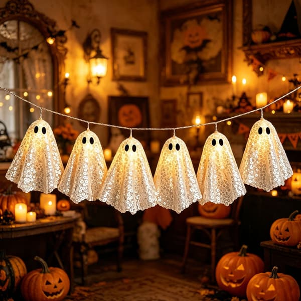 Halloween lysande spöktema-dekorationer, festprydnader, skrivbordsdekorationer och hängen. Basic model