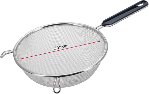 Husholdningssi, Traditionell, ø 18 cm, rustfrit stål/plastik, sølv/sort
