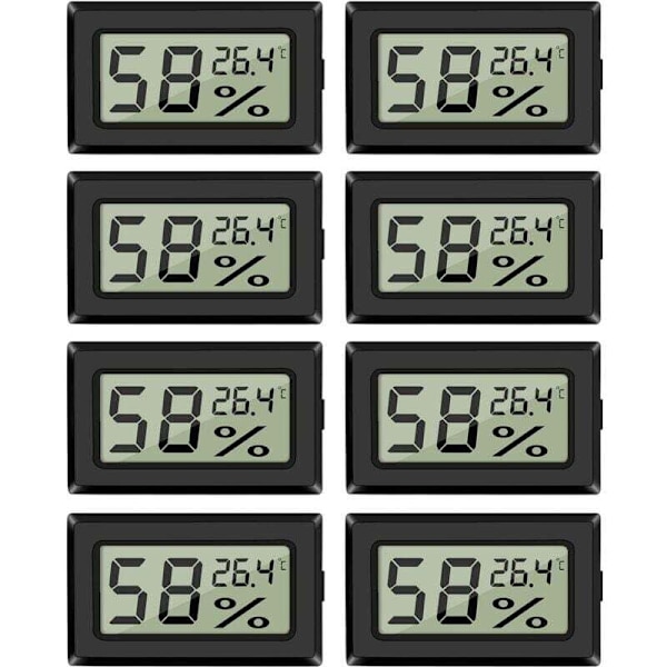 8-pack Mini Digital Hygrometer Termometer med Temperatursensor för Inomhusväxthus Bilkontor i Celsius[mo]