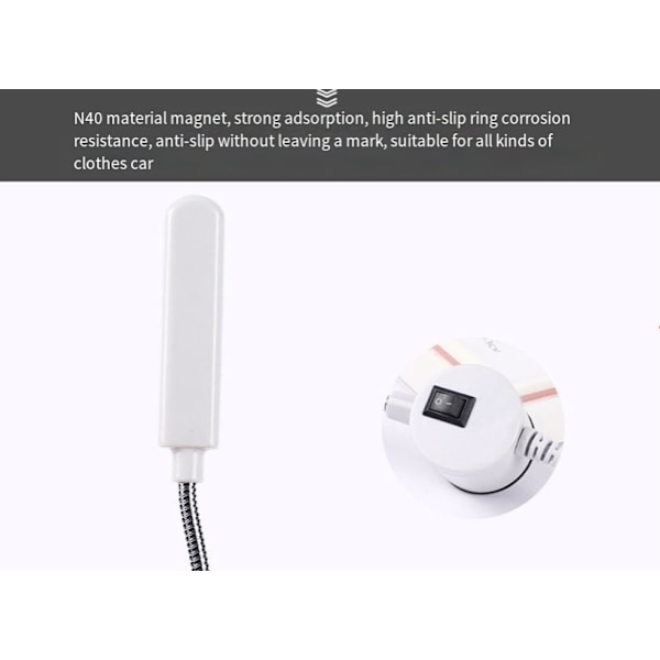 Ompelukoneen LED-valo magneettisella kiinnitysalustalla ja joutsenkaulalla 10/20 L 20 lights EU plug