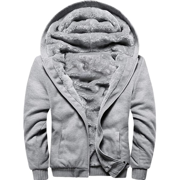 Herre Pullover Termisk Sherpa Fôret Jumper Jakker Vinter Trening Fleece Hoodie Full Zip Ull Varm Tykk Jakker Yttertøy 11grå 11gray XL