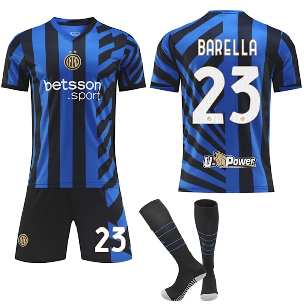 Internazionale Milano Hemma Fotbollströja Barn 2024-2025 Nr 23 BARELLA M