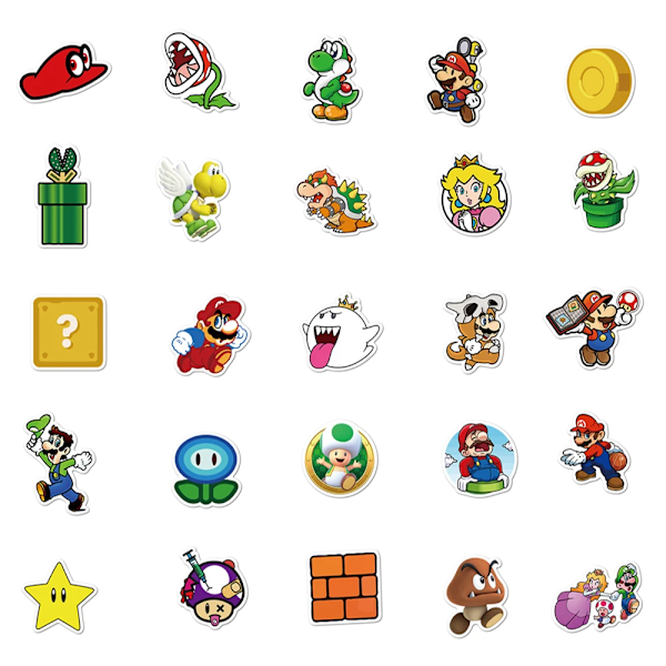 50 stk Anime Tegneserie Klistremerke Super Mario Bros Spill Skateboard Sykkel Gitar Bok Laptop Telefon Motorsykkel Vanntett Barn Klistremerke 50pcs