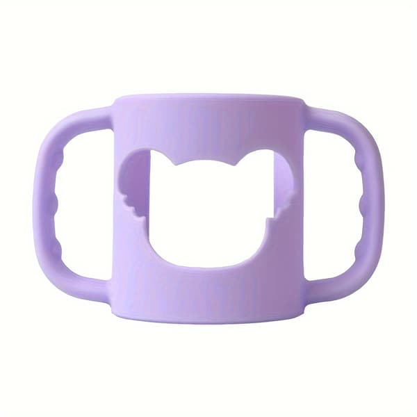 Silikonflaskhandtag med tecknad design - Mjuka, elastiska grepp för de flesta nappflaskor Purple