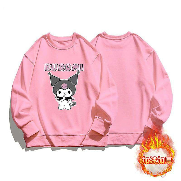 Kawaii Sanrioed Kuromi Sweatshirt Pojkar Flickor Långärmad Vår Höst Rundhalsad Toppar Kläder Barn Pullover Barnkläder svart plysch black plush 150(36-43kg)