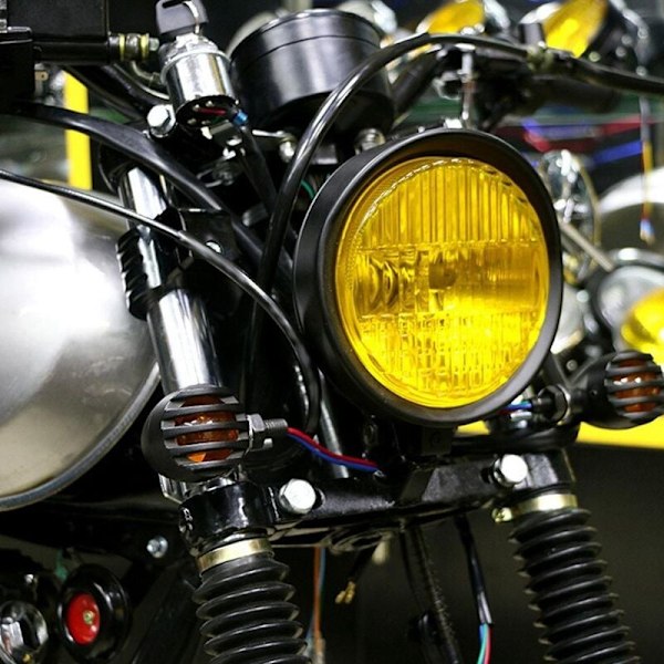 Retro Motorcykel Rund Strålkastare Gult Ljus Strålkastarmodifiering Passar GN125{GKS}