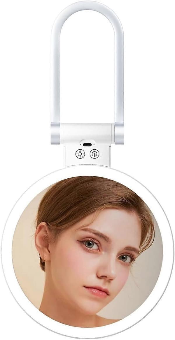 Bords- och väggmonterad spegel i glas med justerbar LED-belysning för resevänlig sminkanvändning, modell 10B