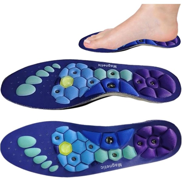 Massageinnersula med akupunkturmassagefunktion, fotmassagepad, anti-trötthetsmassage, unisex, blå (Storlek S 35-39) Size S