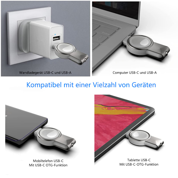Ur-oplader kompatibel med Apple Watch-oplader, 2 i 1[mo]