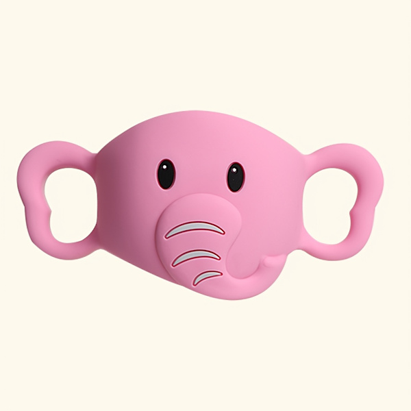 Silikonhandtag mot tapp för nappflaskor - Elefantdesign, passar 240 ml PP-flaskor Pink
