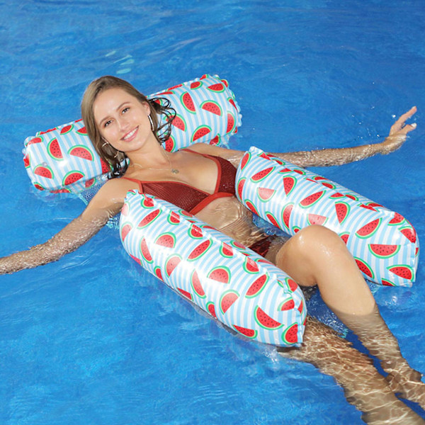 Foldbar Pool Vandstol Oppustelig Hængekøje Strand Loungestole Sø Udendørs PVC Blød Nylon Mesh Flydende Seng Blå blue A2