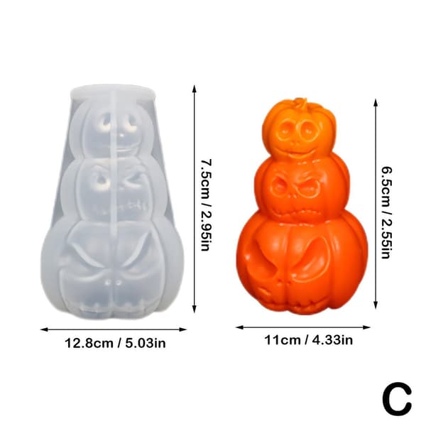 Halloween 3D græskar lys silikonforme DIY kage bagning C