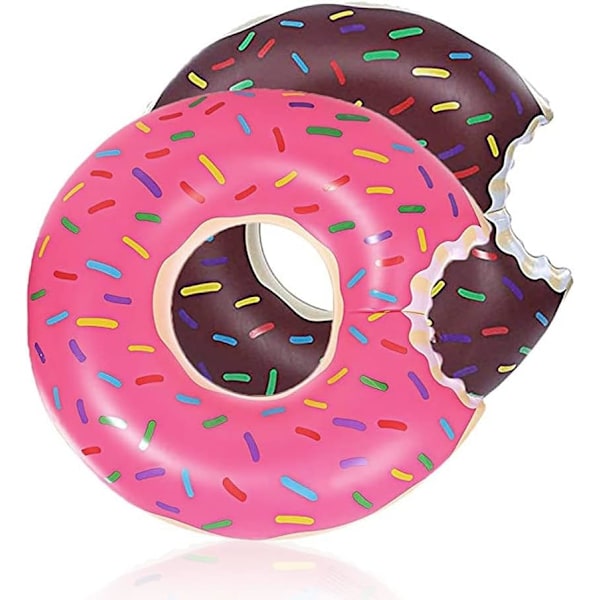 2-pack, Donut Pool Floater Pool Donut Pool Floater Donut Uppblåsbar Donut Inner Tube Donut Pool Ring Donut Strand Pool, Rosa, Kaffe