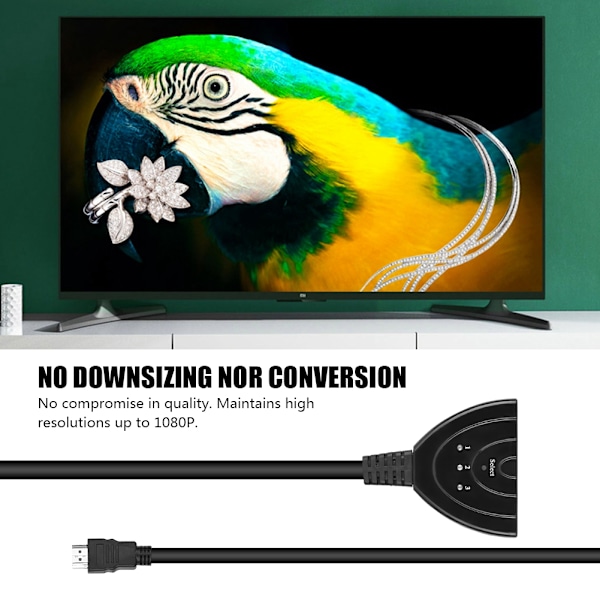 1080P Video Switch Switcher Splitter HDMI 3 Ind 1 Ud Split Signal Adapter Konverter Kabel[mo]
