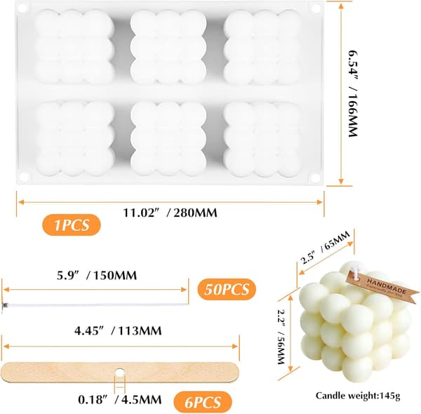 Formar för ljustillverkning, 6-håls bubbelformade ljus 28cm*16.6cm*6cm