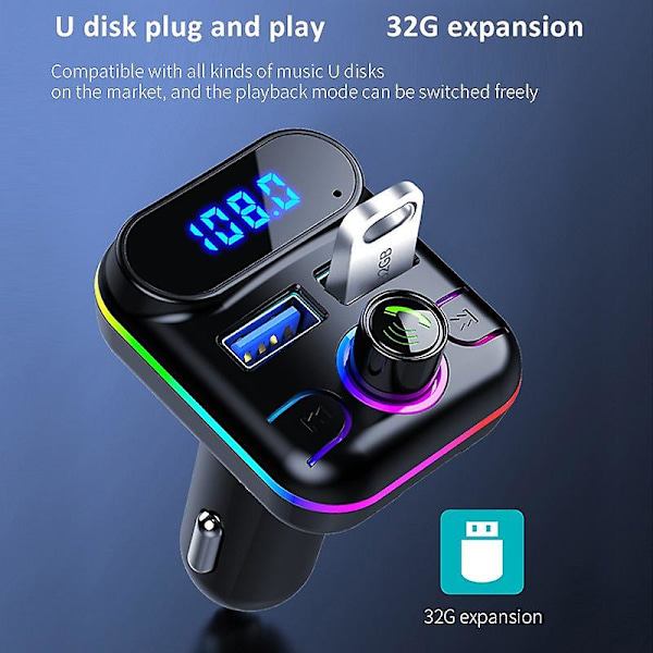 Bil Bluetooth 5.0 Fm Sändare Snabb Usb Billaddare Mp3 Spelare Trådlös Handsfree Bil Kit