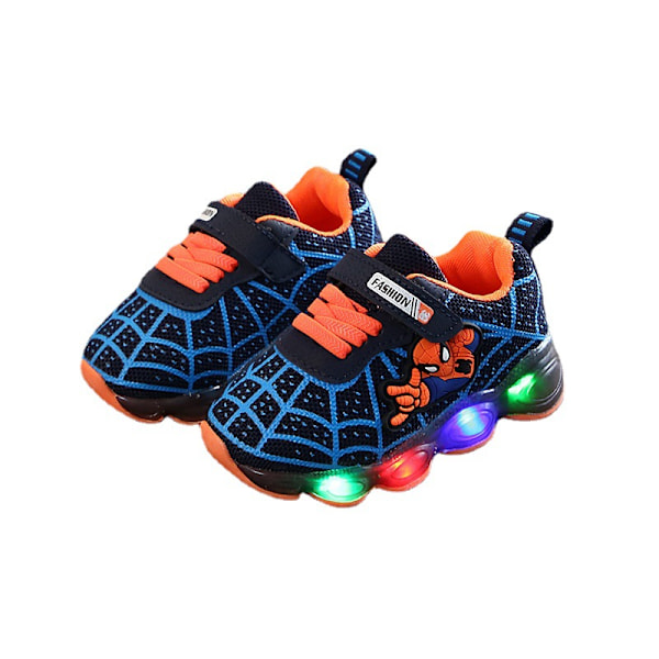 Barn Sportskor Spiderman Lighted Sneakers Barn Led Luminous Skor För Pojkar svart black 23