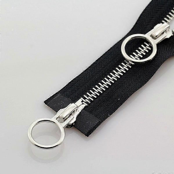 5# 70/90cm Metall Dragkedja Dubbel Slider Rund Ring Dragkedja För DIY Sömnad Kläder svart black 70cm
